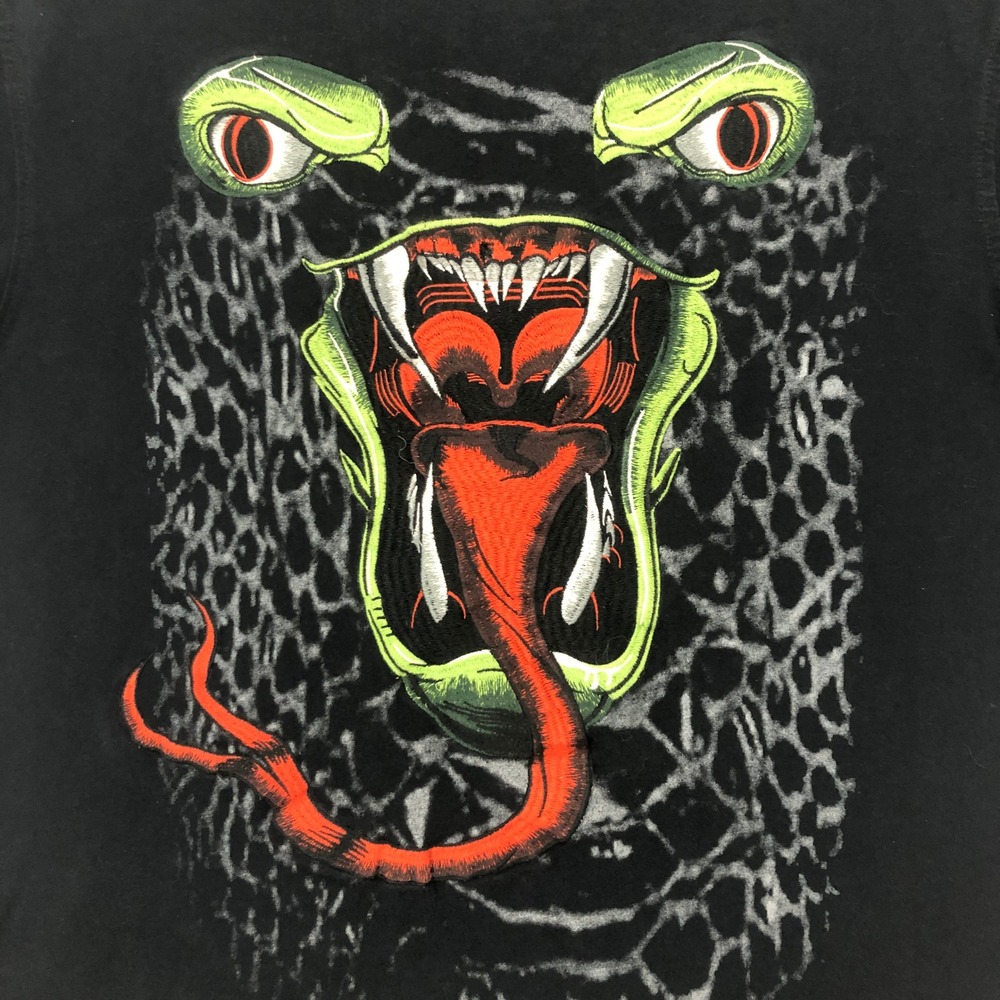 Parish Snake Graphic Print T-Shirt Crew Neck Short Sleeve Black‎ Size Large